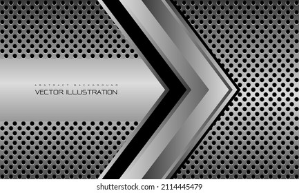 Abstract silver grey arrow direction geometric on circle mesh design modern luxury futuristic background vector illustration.