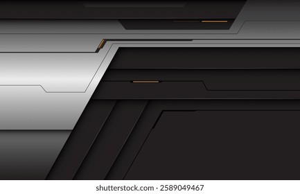 Abstract silver grey black shadow cyber futuristic geometric yellow power light technology design modern background vector illustration.