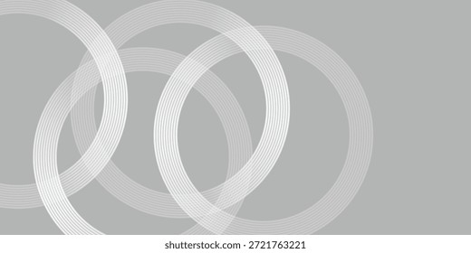 Abstract Silver and Grey Gradient Rings Pattern Background, Vector Iluustration.