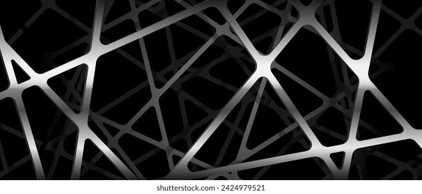 Abstract silver grey line mesh geometric overlap on black design modern futuristic background vector illustration.