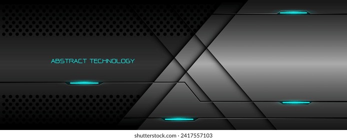 Resumen de luz azul plateada plateada gris metálico de luz superposición geométrica en el diseño de malla circular lujoso moderno ilustración vectorial de fondo futurista.	