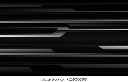 Abstract silver grey metallic shadow black line cyber geometric pattern with blank space design modern futuristic technology background vector illustration.