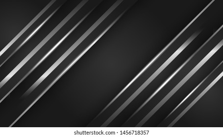 Abstract silver light dark grey metallic overlap background. Luxury bright white lines modern futuristic background vector illustration.
