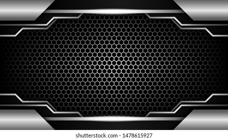 Abstract silver light on dark hexagon luxury background
