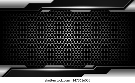 Abstract silver light on dark hexagon luxury background