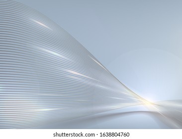 Abstract silver light threads 
vector background for promo, flyer, web and print design. Soft striped gray and white shiny geometric texture. Surface pattern wallpaper with future style glow effect