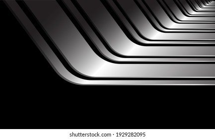 Abstraktes Muster der silbernen Linie auf schwarzem Design moderne luxuriöse futuristische Hintergrund, Vektorgrafik.