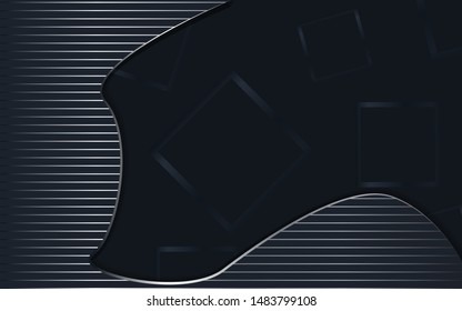 Abstract silver line decoration on dark blue background. Dark luxury and premium concept vector design for use rich theme poster element