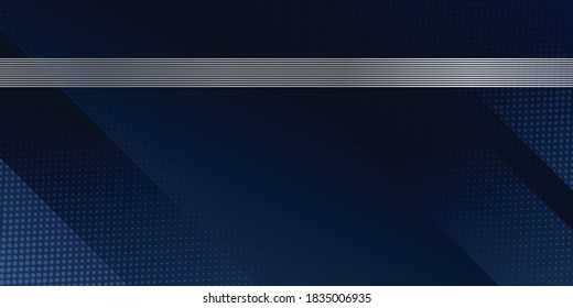 Abstrakte silberne Linie auf dunkelblauem Metall mit dunklem Halbkreis Maschenmuster Design moderne futuristische Technologie-Hintergrund. Vektorgrafik für Präsentationsdesign und mehr