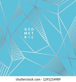 Abstract silver line geometric on blue background luxury style. Vector illustration