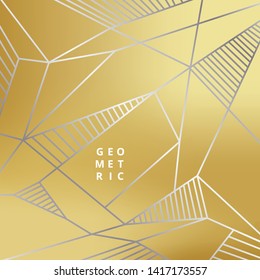 Abstract silver line geometric on gold background luxury style. Vector illustration