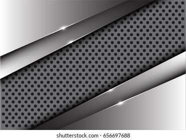 Abstract silver metal on gray circle mesh design modern luxury background vector illustration.