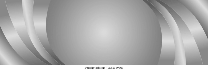 Abstract silver metallic background with smooth curves. Elegant luxury banner design for websites, headers, sale templates, business ads, awards, events, and more