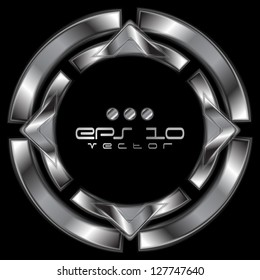 Abstract Silver Metallic Shape. Vector Steel  Logo Eps 10