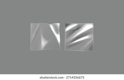Abstract silver metallic square panels with smooth flowing reflective waves against a gray background