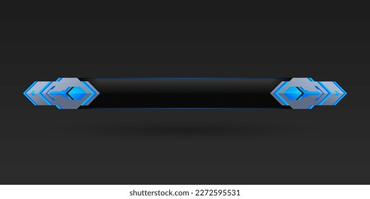 Abstract silver and neon blue border lower third game gui screen title banner
