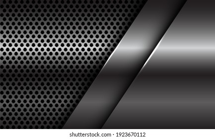 Abstract silver plate overlap on circle mesh design modern luxury  futuristic background vector illustration.