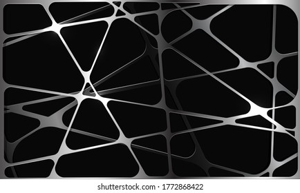 Abstract silver polygon mesh overlap on black design modern futuristic background vector illustration.