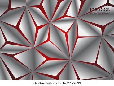 Ilustración de fondo del diseño de la tecnología futuística de fondo del polígono rojo de plata abstracto.