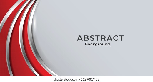Abstractas fondo rojo plateado con curva. Ilustración vectorial