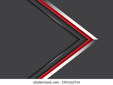Abstract silver red line arrow direction on grey design modern luxury futuristic background vector illustration.