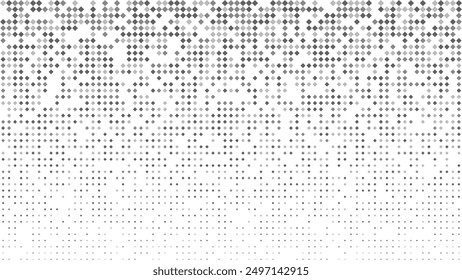 Abstract silver rhombus vector geometric technology background. Square halftone pattern isolated on transparent.