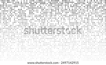 Abstract silver rhombus vector geometric technology background. Square halftone pattern isolated on transparent.