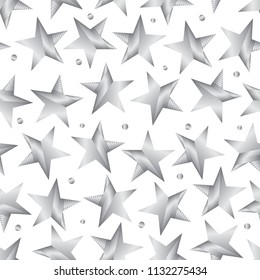 abstract silver shiny star with polka dot pattern background