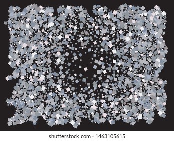 Abstract silver squares for holidays. Random element of design. Vector illustration backdrop. Silver trendy modern elegant background for anniversary, birthday celebrate or other festive event.