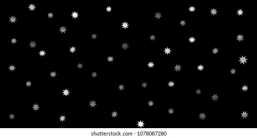 Abstract silver star of confetti. Falling starry background. Random stars shine on a black background. The dark sky with shining stars.  Suitable for your design, cards, invitations, gifts. 
