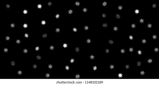 Abstract silver star of confetti. Falling starry background. Random stars shine on a black background. The dark sky with shining stars.  Suitable for your design, cards, invitations, gifts. 