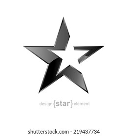 The Abstract Silver star on white background. Company logo template, corporate identity