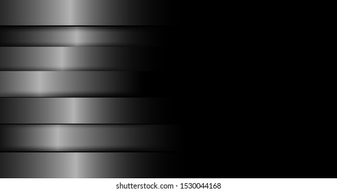 Abstract. Silver steel overlap layer on black background ,light and shadow. modern futuristic background. Vector.