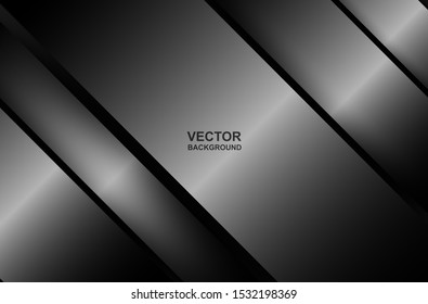 Abstract. Silver steel overlap layer on black background ,light and shadow. modern futuristic background. Vector.