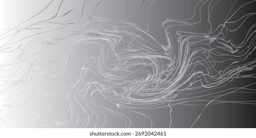 Abstract Silver Swirls and Lines on Gradient Background