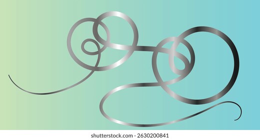 Abstract Silver Swirls on a Mint Green Background. A captivating abstract design featuring intertwining, silver-toned swirls against a gradient mint green background.
