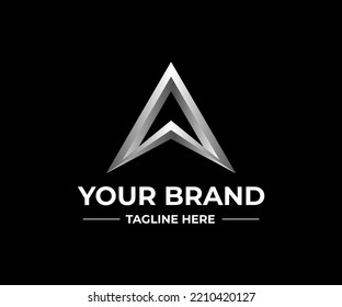 diseño de logotipo de triángulo de plata abstracto para marca o negocio, logotipo inteligente de flecha