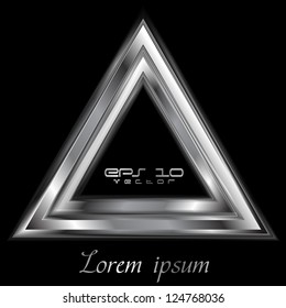 Abstract silver triangle shape. Vector steel logo eps 10