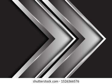 Abstract silver twin arrow metallic direction on black design modern luxury  futuristic background vector illustration.