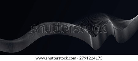 Abstract silver wave line background on dark navy blue, elegant tech wavy pattern vector illustration