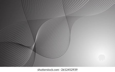 Abstract Silver Wave Lines Gradient Background, Dynamic Curves Illusion, Smooth Flow Pattern for Modern Graphic Design Projects or Futuristic Tech Presentation