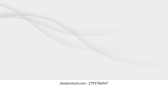 Abstract silver wave vector design with soft gradients and dynamic curved elements. Suitable for technology, finance, and luxury-themed visual content.