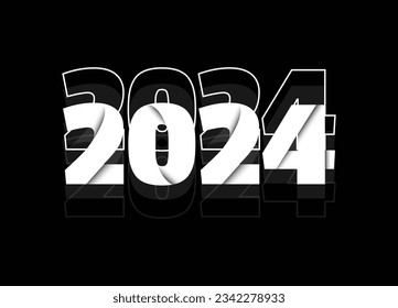 Abstract simple 2024 number or text art design vector