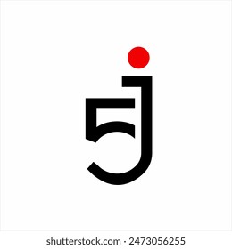 Abstract simple 5j vector logo design.
