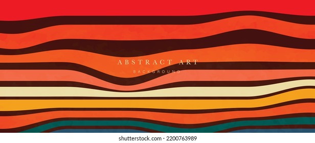 Abstract simple 70s background vector. Vintage retro style wallpaper with swirl lines, spiral, psychedelic groovy. 1970 color illustration design suitable for poster, banner, decorative, wall art.