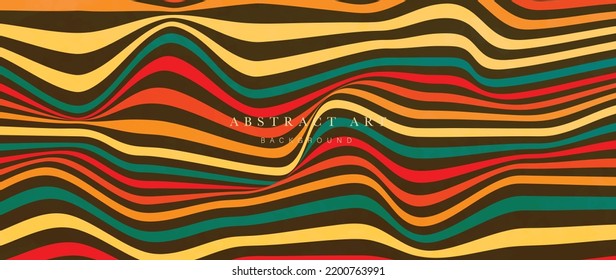 Abstract simple 70s background vector. Vintage retro style wallpaper with swirl lines, spiral, psychedelic groovy. 1970 color illustration design suitable for poster, banner, decorative, wall art.