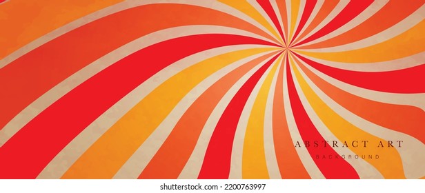 Abstract simple 70s background vector. Vintage retro style wallpaper with colorful stripes, lines, sunburst, sunray. 1970 color illustration design suitable for poster, banner, decorative, wall art.