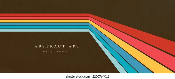 Abstract simple 70s background vector. Vintage retro style wallpaper with lines, colorful stripes, rainbow. 1970 color illustration design suitable for poster, banner, decorative, wall art.