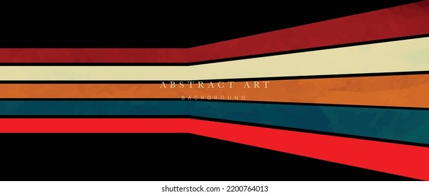 Abstract simple 70s background vector. Vintage retro style wallpaper with lines, colorful stripes, rainbow. 1970 color illustration design suitable for poster, banner, decorative, wall art.