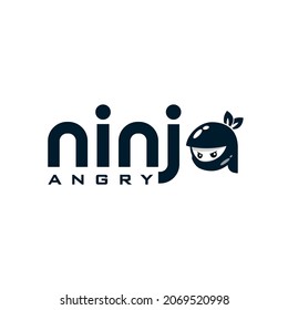 Abstract simple ANGRY NINJA logo design template